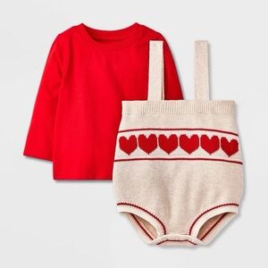 Baby Girls' nwt Heart Sweater Set - Cat & Jack Red